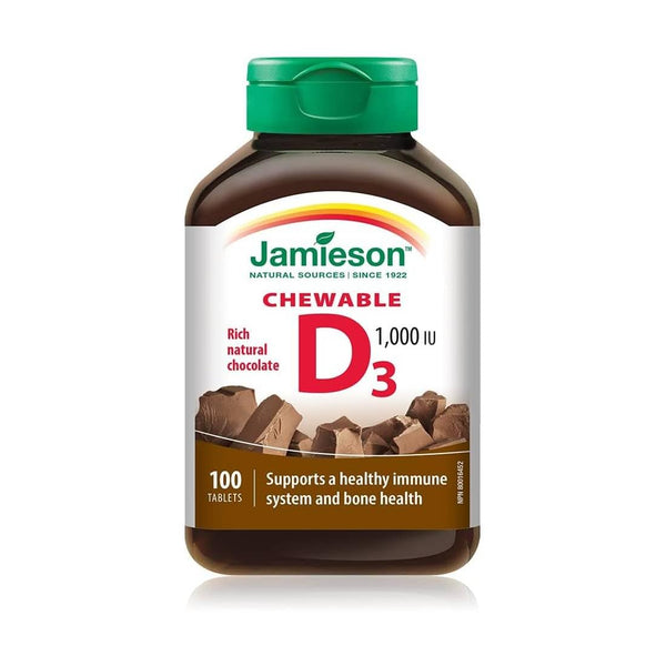 Jamieson Chewable Vitamin D3 1,000 IU - Rich Natural Chocolate Flavour