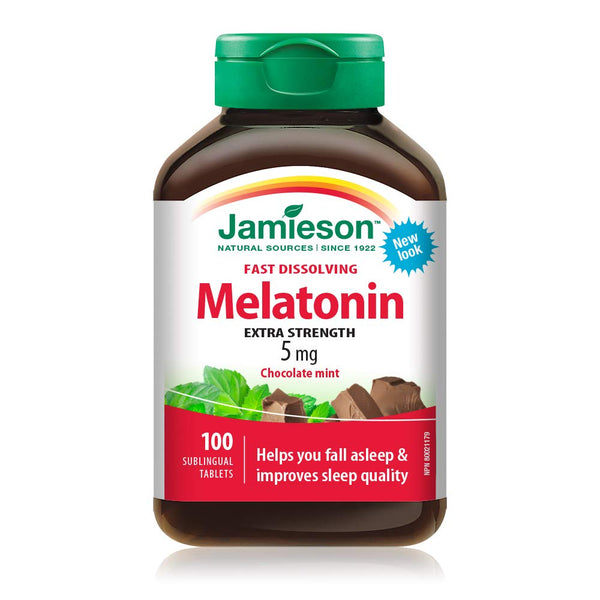 Jamieson Melatonin 5 mg - Chocolate Mint Flavour Fast Dissolving Tablets