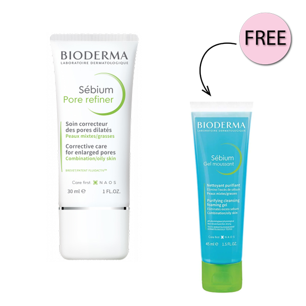 Bioderma Sebium Pore Refiner 30ml + Free Sebium Gel 45ml