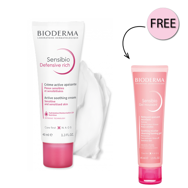 Bioderma Sensibio Defensive Rich 40ml + Free Sensibio Gel 45ml