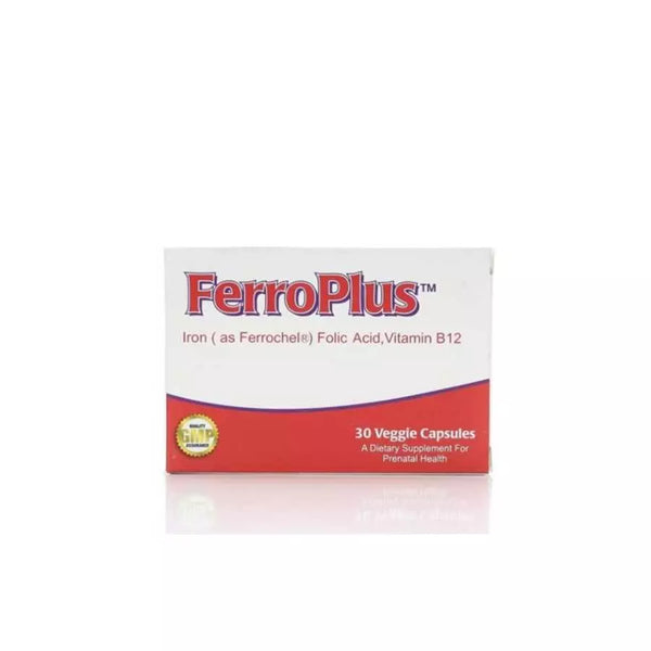 Ferro Plus Iron, Folic Acid And Vitamin B12, 30 Capsules